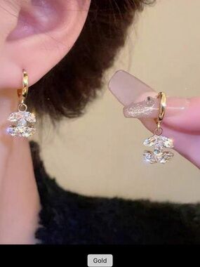 Gold Crystal Drop Earrings - Women's Jewelry